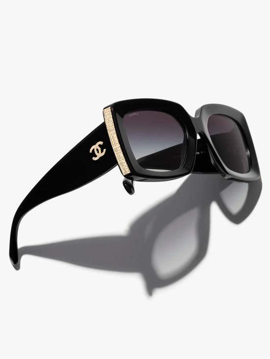 CHANEL Accessories - Chanel black rectangle sunglasses